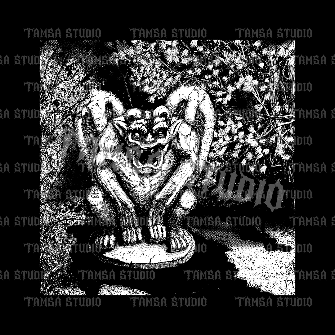 Stone Devil - One-of-One Hand-Drawn Dark Artwork – Tamsa Studio