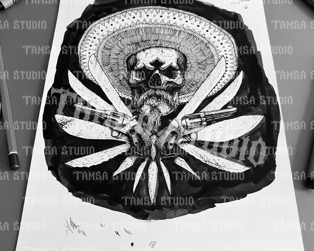 Mexican Skull - One-of-One Hand-Drawn Dark Artwork