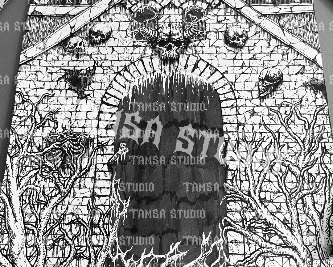 Graveyard Gate - One-of-One Hand-Drawn Dark Artwork