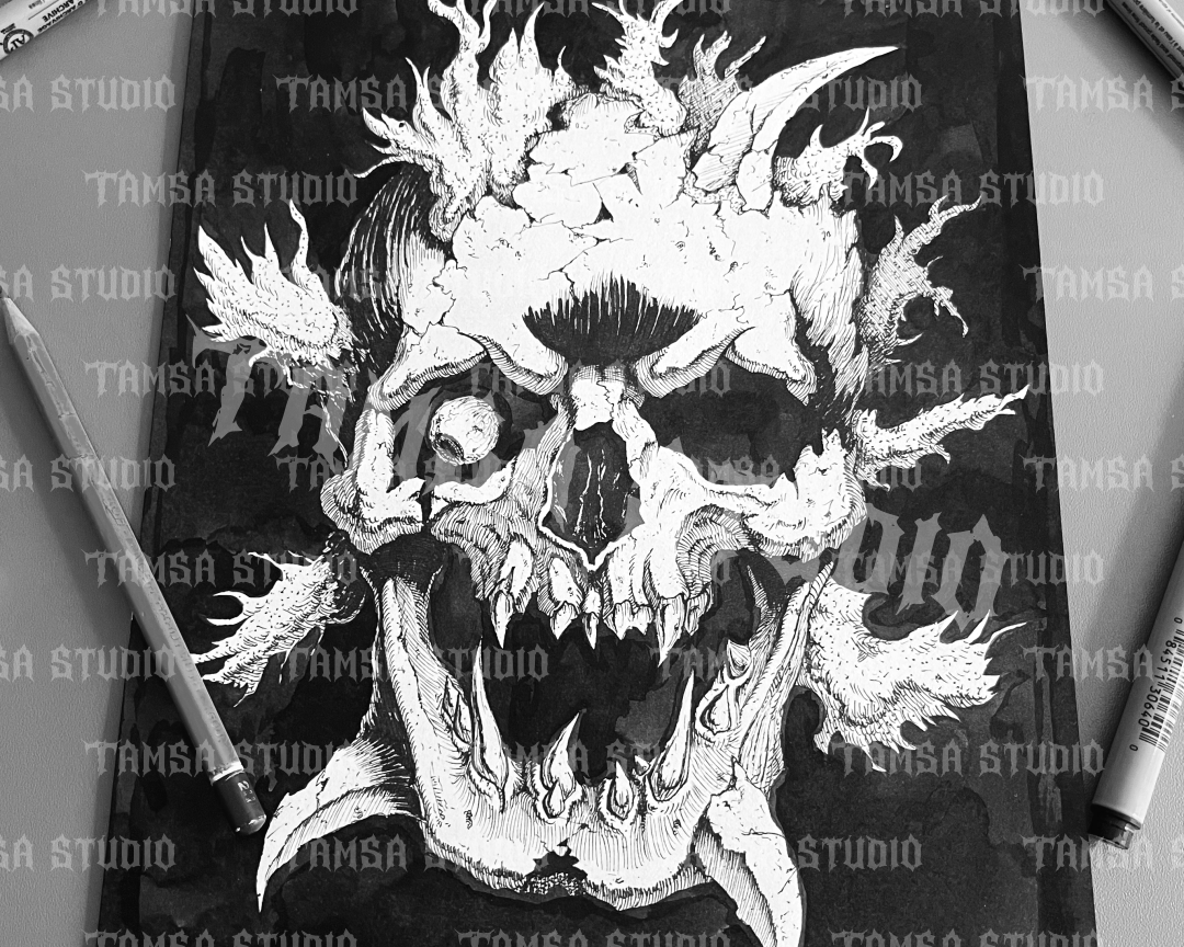 Weird Skull - One-of-One Hand-Drawn Dark Artwork