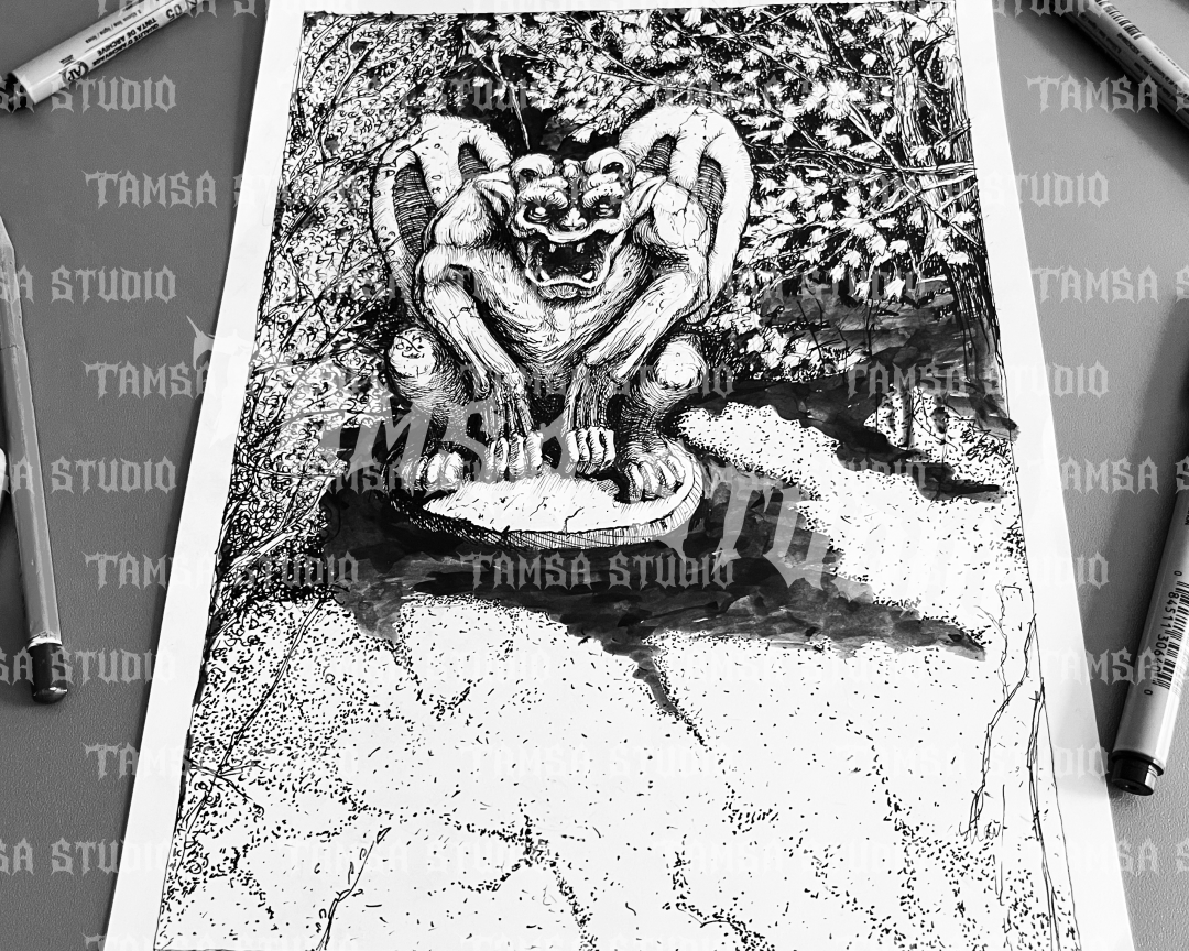 Stone Devil - One-of-One Hand-Drawn Dark Artwork